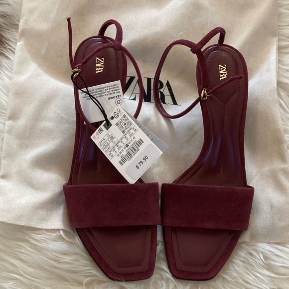 Zara Suede Mid-Heel Ankle Strap Sandals w/Dust Bag - Picture 5 of 15